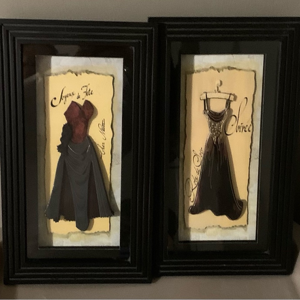 Shadow Box French Wall Decor, Set Of Two, Good Condition